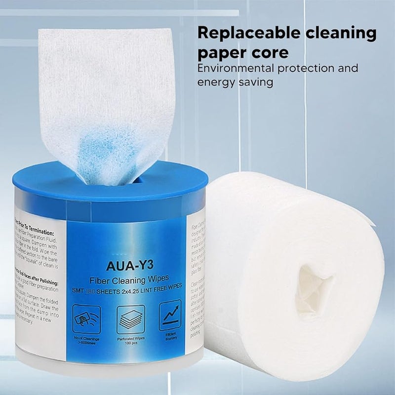 مناديل تنظيف الألياف البصرية الخالية من الوبر 180 قطعة في صندوق للمعدات الدقيقة - Image 5